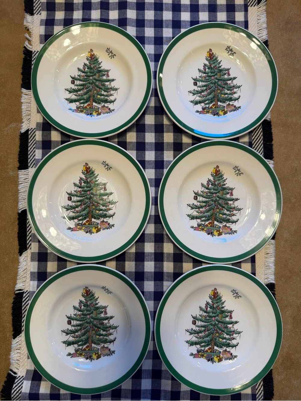 Spode Christmas Tree 6.5" Dessert Plates - Set of 6 - Made in England - NEW